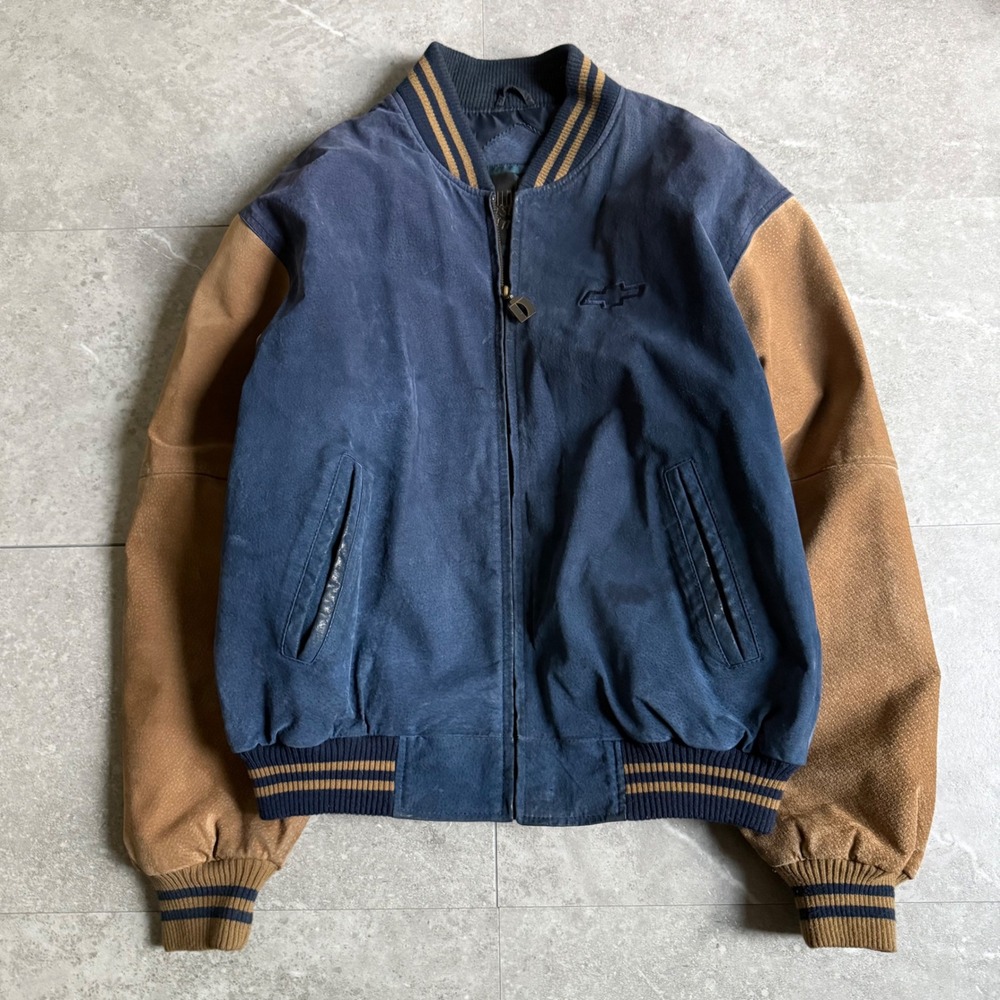 Vintage Dunbrooke Chevrolet Suede Two Tone Bomber Jacket Size Medium